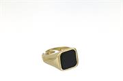 ANELLO DORATO QUADRATO CON ONICE ARG.925%