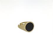 ANELLO DORATO TONDO CON ONICE NERO ARG.925%