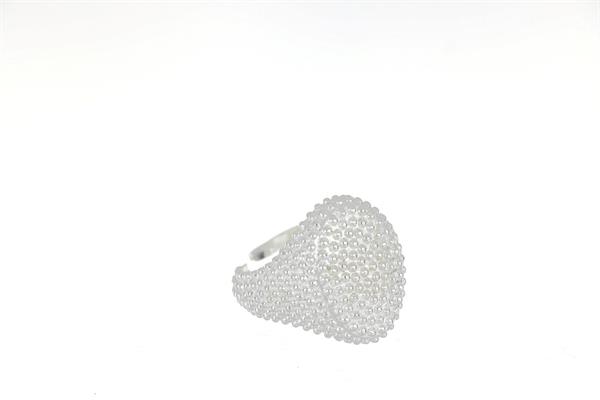 ANELLO OVALE PALLINATO ARGENTATO ARG.925%