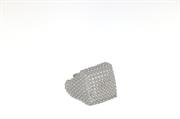 ANELLO DONNA MIGNOLO OPEN QUADRATO PALLINATO BIANCO ARG 925