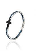 BRACCIALE CERAMICA E ACCIAIO CON CROCE NERA