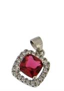 CIONDOLO KATE QUADRATO 6X6 ROSSO ARG 925%