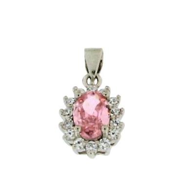 CIONDOLO KATE OVALE 5X7 ROSA ARG 925%