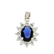 CIONDOLO OVALE BLU ARGENTO 925%
