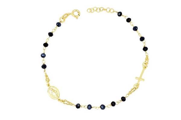 BRACCIALE ROSARIO PIETRE BLU DORATO ARG.925