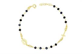 BRACCIALE ROSARIO CON PIETRE BLU ARG. DOR