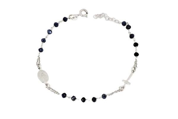 BRACCIALE ROSARIO PIETRE BLU RODIATO ARG.925