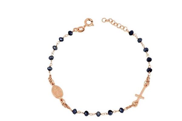 BRACCIALE ROSARIO PIETRE BLU ROSATO ARG.925