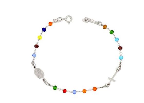 BRACCIALE ROSARIO C/PIETRE MULTICOLOR ARG.925%