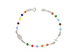 BRACCIALE ROSARIO PIETRE MULTICOLOR RODIATO ARG 925