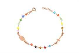 BRACCIALE ROSARIO PIETRE MULTICOLOR ROSATO ARG.925