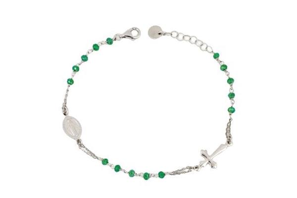 BRACCIALE ROSARIO PIETRE VERDI RODIATO ARG 925