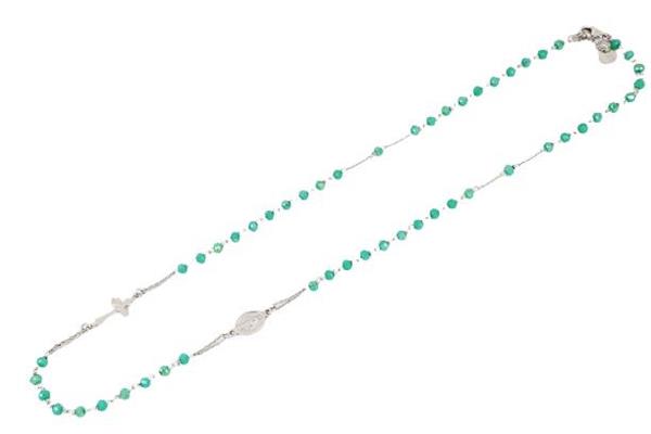COLLANA ROSARIO C/PIETRE TURCHESE ARG.925%