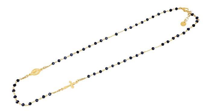 COLLANA ROSARIO C/PIETRE BLU ARG.DORAT