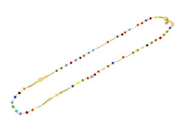 COLLANA ROSARIO C/PIETRE MULTI COLOR ARG.DORAT