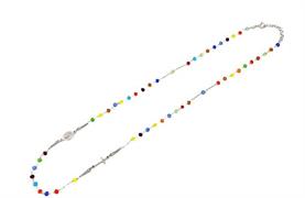 COLLANA ROSARIO GIROCOLLO C/PIETRE MULTICOLR ARG 925