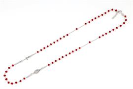 COLLANA ROSARIO GIROCOLLO C/PIETRE ROSSE ARG 925