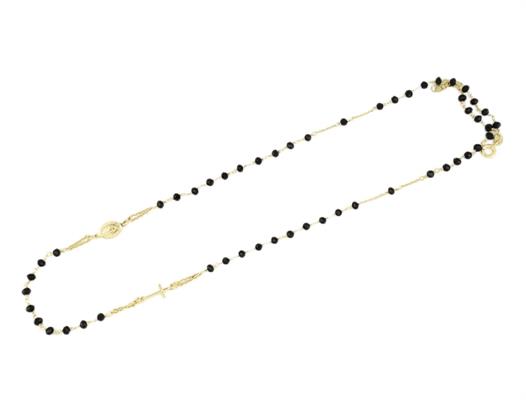 COLLANA ROSARIO DORATA CON PIETRE NERE cm53