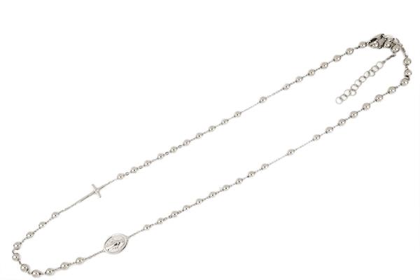 COLLANA ROSARIO GIROCOLLO RODIATA mm4 cm45