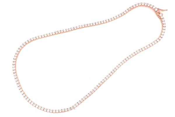 COLLANA TENNIS mm3 cm45 RAMATA PIETRE BIANCHE