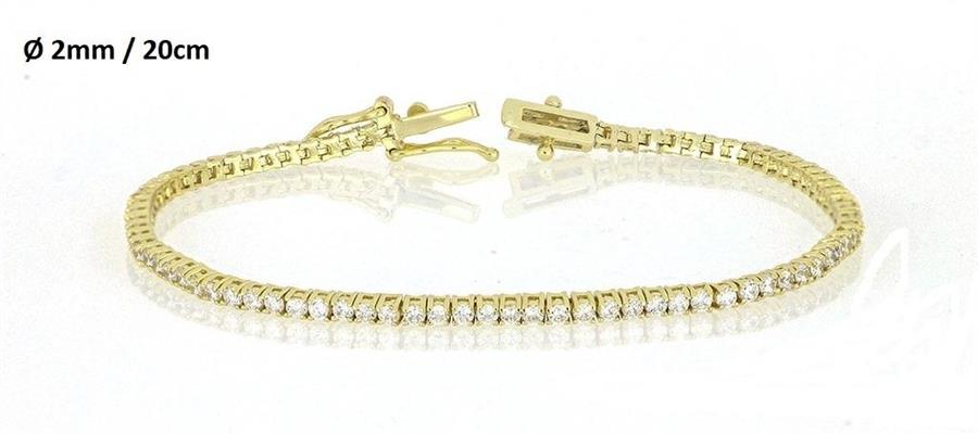 BRACCIALE TENNIS 2mm 20cm DORATO CON PIETRE BIANCHE