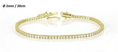 BRACCIALE TENNIS 2mm 20cm DORATO CON PIETRE BIANCHE