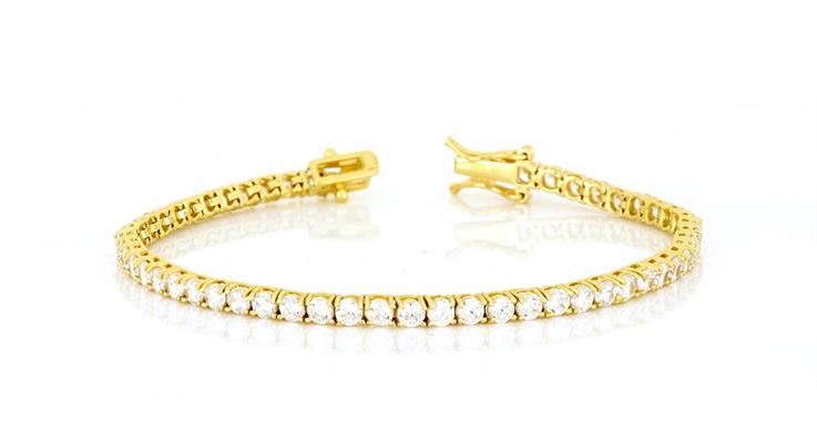 BRACCIALE TENNIS 3mm 20cm DORATO PIETRE BIANCHE