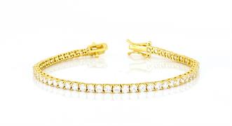 BRACCIALE TENNIS 3mm 20cm DORATO PIETRE BIANCHE