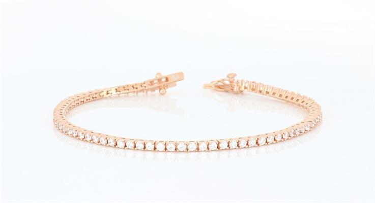 BRACCIALE TENNIS 2mm 18cm RAMATO CON PIETRE BIANCHE