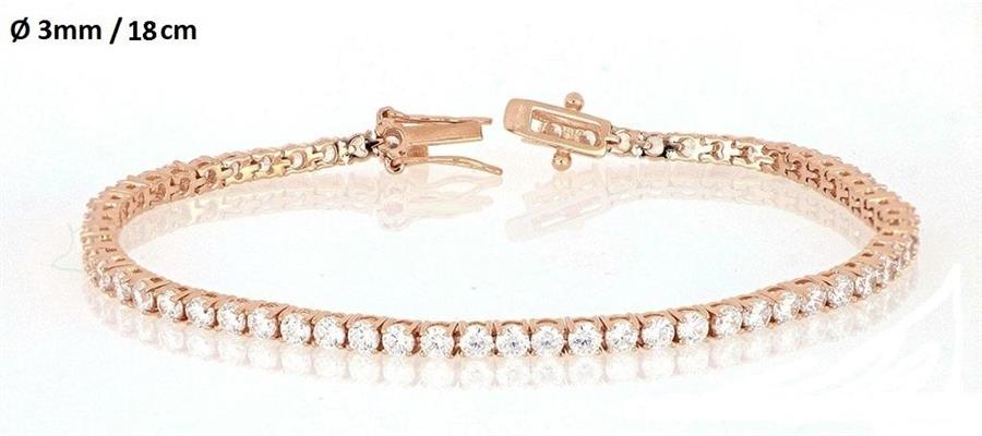 BRACCIALE TENNIS 3mm 18cm RAMATO CON PIETRE BIANCHE