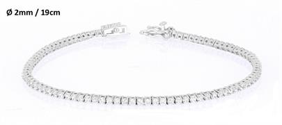 BRACCIALE TENNIS 2mm 19cm RODIATO CON PIETRE BIANCHE