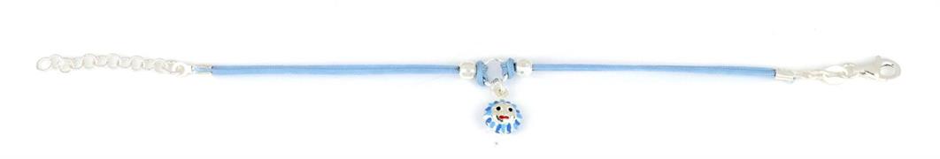 BRACCIALE COTONE ARG CELESTE CON SOLE SMALTATO