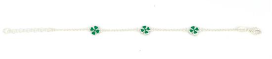 BRACCIALE BIMBA ARGENTO BIANCO CON QUADRIFOGLI VERDI