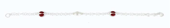 BRACCIALE BIMBA ARGENTO BIANCO COCCINELLA LISCIA E SMALTATE
