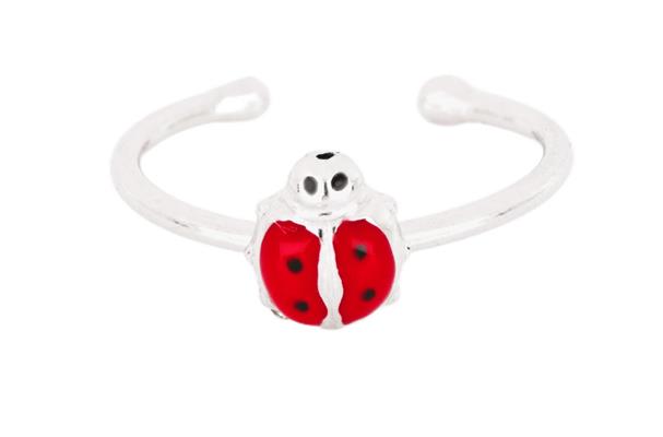 ANELLO BIMBA CON COCCINELLA SMALTATA