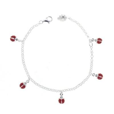 BRACCIALE BIMBO ARG BIANCO CON COCCINELLE PENDENTI