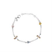 BRACCIALE BIMBO ARG BIANCO CON FARFALLA E FIORE SMALTATI