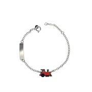 BRACCIALE BIMBO ARG RODIATO CON TARGA E TRENINO SMALTATO