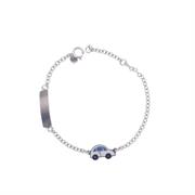 BRACCIALE BIMBO ARG RODIATO CON TARGA E MACCHININA SMALTATA