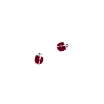 ORECCHINI BIMBA 2 COPPIE ARG BIANCO CON COCCINELLA