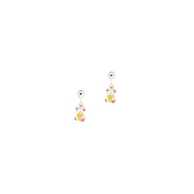 ORECCHINI BIMBA 2COPPIE ARG BIANCO CON ORSETTI PENDENTI