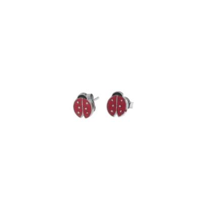 ORECCHINI BIMBA 2 COPPIE ARG 925 CON COCCINELLA SMALTATA