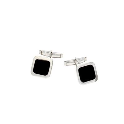 GEMELLI QUADRATI IN ARG.925 CON ONICE NERO