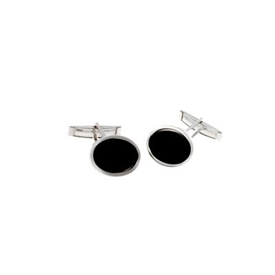 GEMELLI OVALI IN ARG.925 CON ONICE NERO