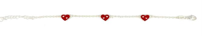 BRACCIALE BIMBO ARGENTO BIANCO CON CUORI ROSSI