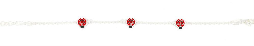 BRACCIALE BIMBA ARGENTO BIANCO CON COCCINELLA ROSSA