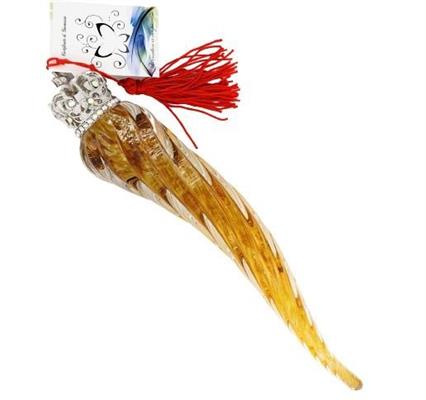 CORNO VETRO SOFFIATO AMBRA CM 20