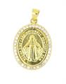 MEDAGLIA MIRACOLOSA 12X15 ZIRCONATA ARGENTO DORATO 925%