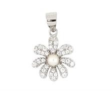 CIONDOLO PERLA D1 FIORE ZIRCONATO IN ARG 925