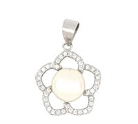 CIONDOLO PERLA D1.5 FIORE ZIRCONATO IN ARG.925%